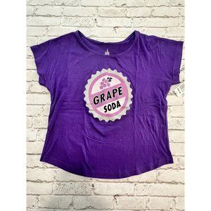 Disney Parks Up Grape Soda Bottle Cap Purple Youth Girl's T-Shirt Medium New